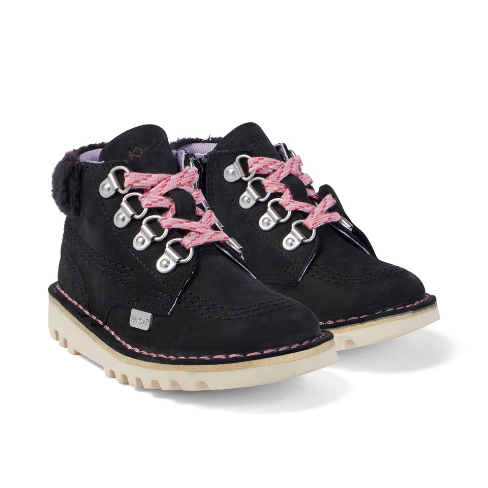 Junior Girls Kick Hi Winter Nubuck Black