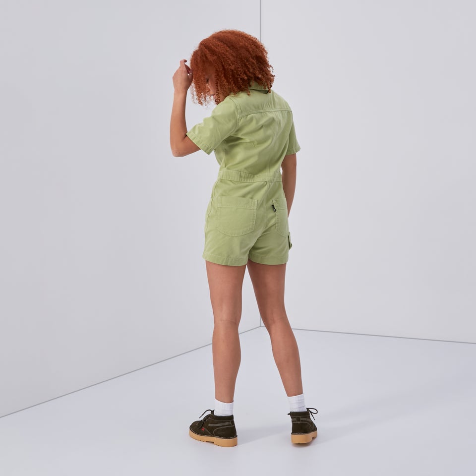 Women's Drill Utility Playsuit Lime