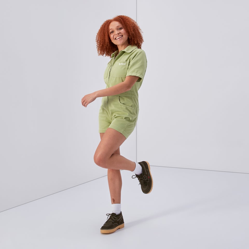 Women's Drill Utility Playsuit Lime