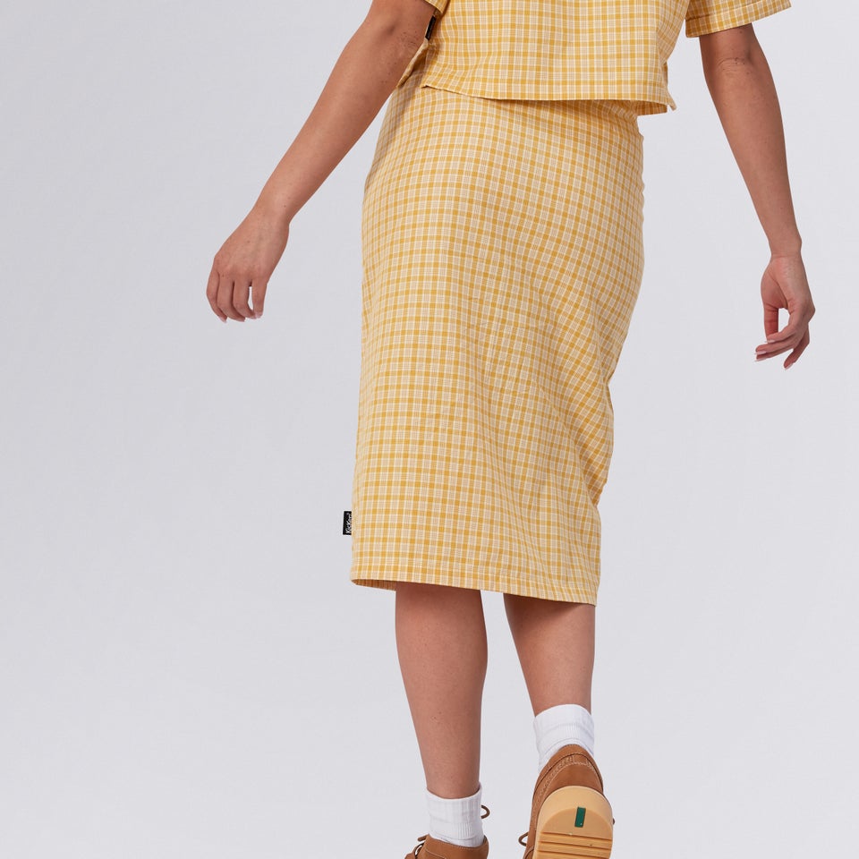 Women's Check Midi Skirt Yellow