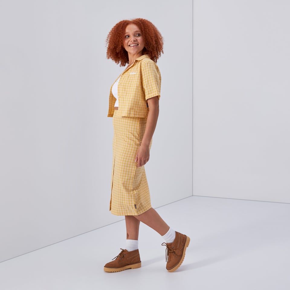 Women's Check Midi Skirt Yellow