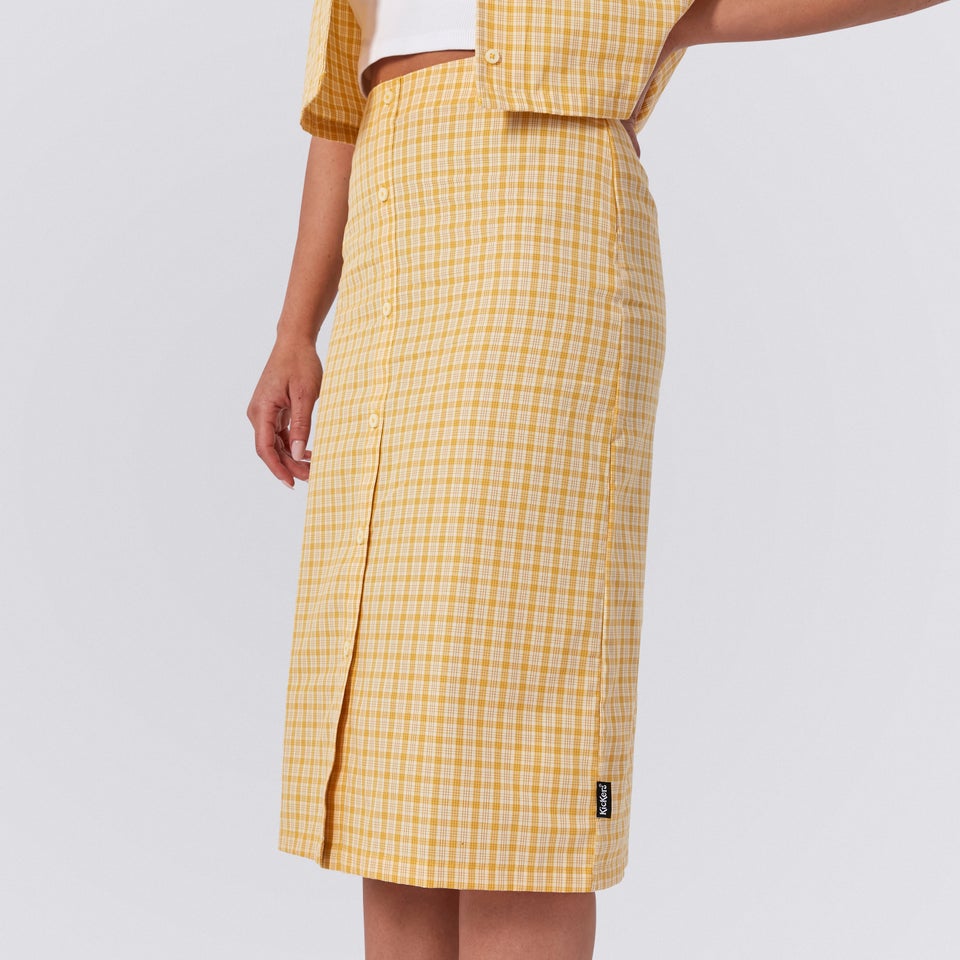Women's Check Midi Skirt Yellow