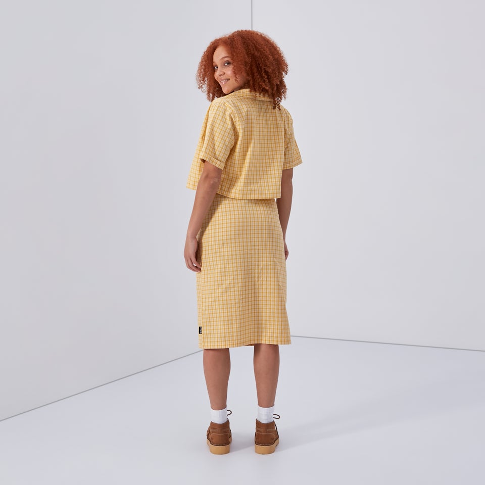 Women's Check Midi Skirt Yellow