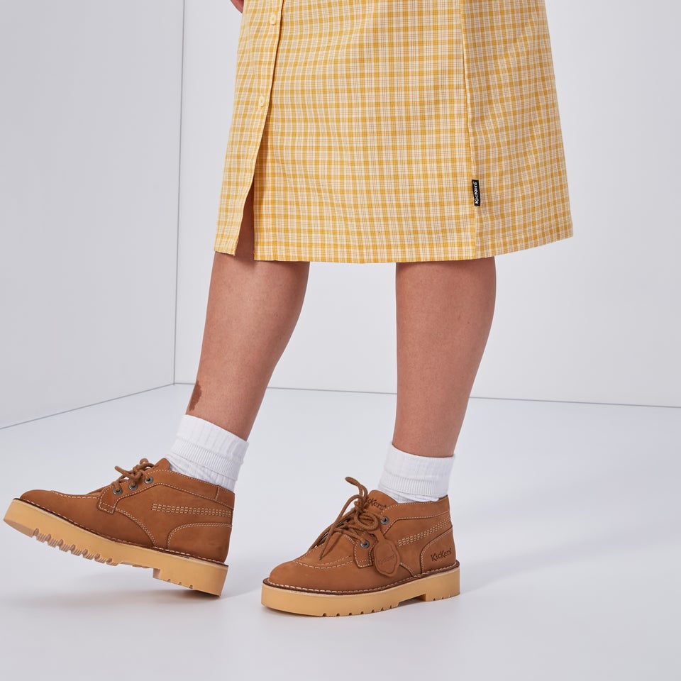 Women's Check Midi Skirt Yellow