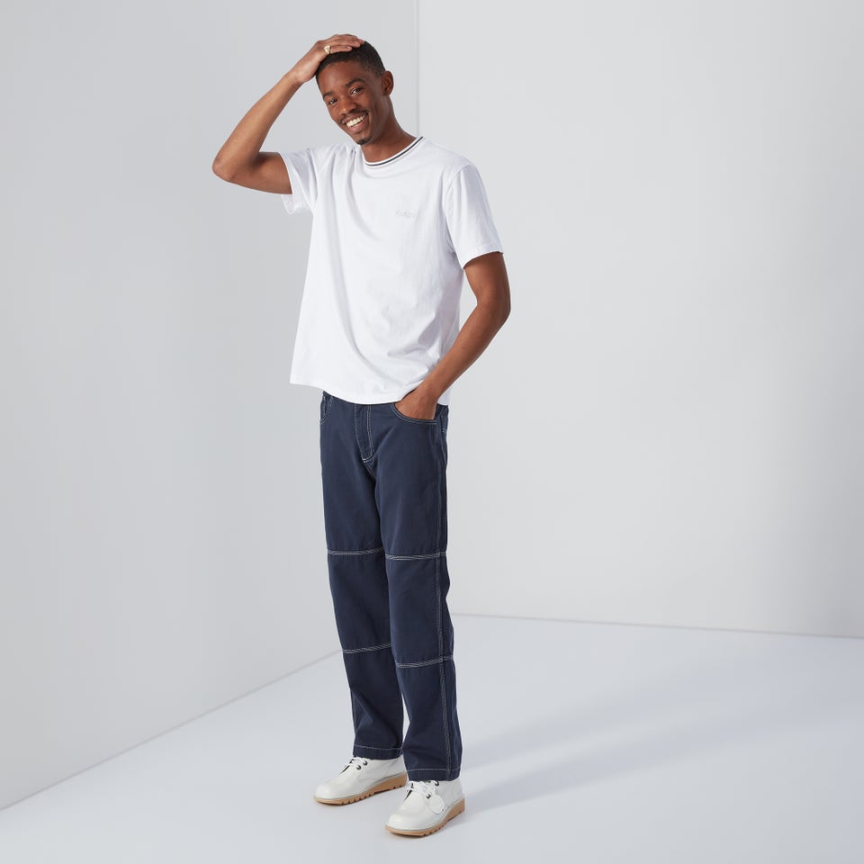 Men's Striped Collar T-Shirt White