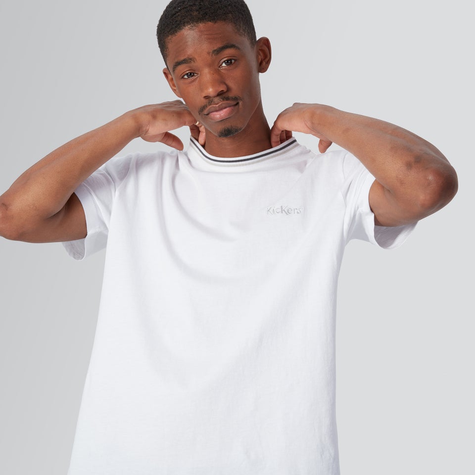 Men's Striped Collar T-Shirt White