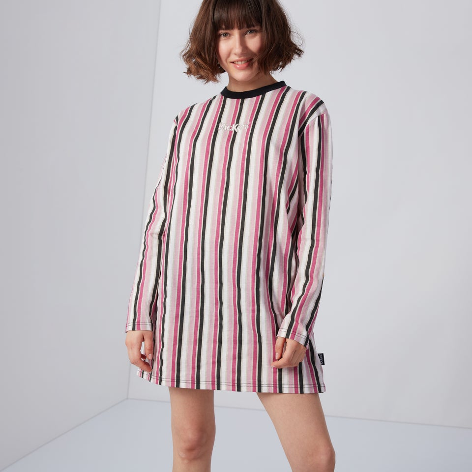 Women's Vertical Stripe Dress Pink