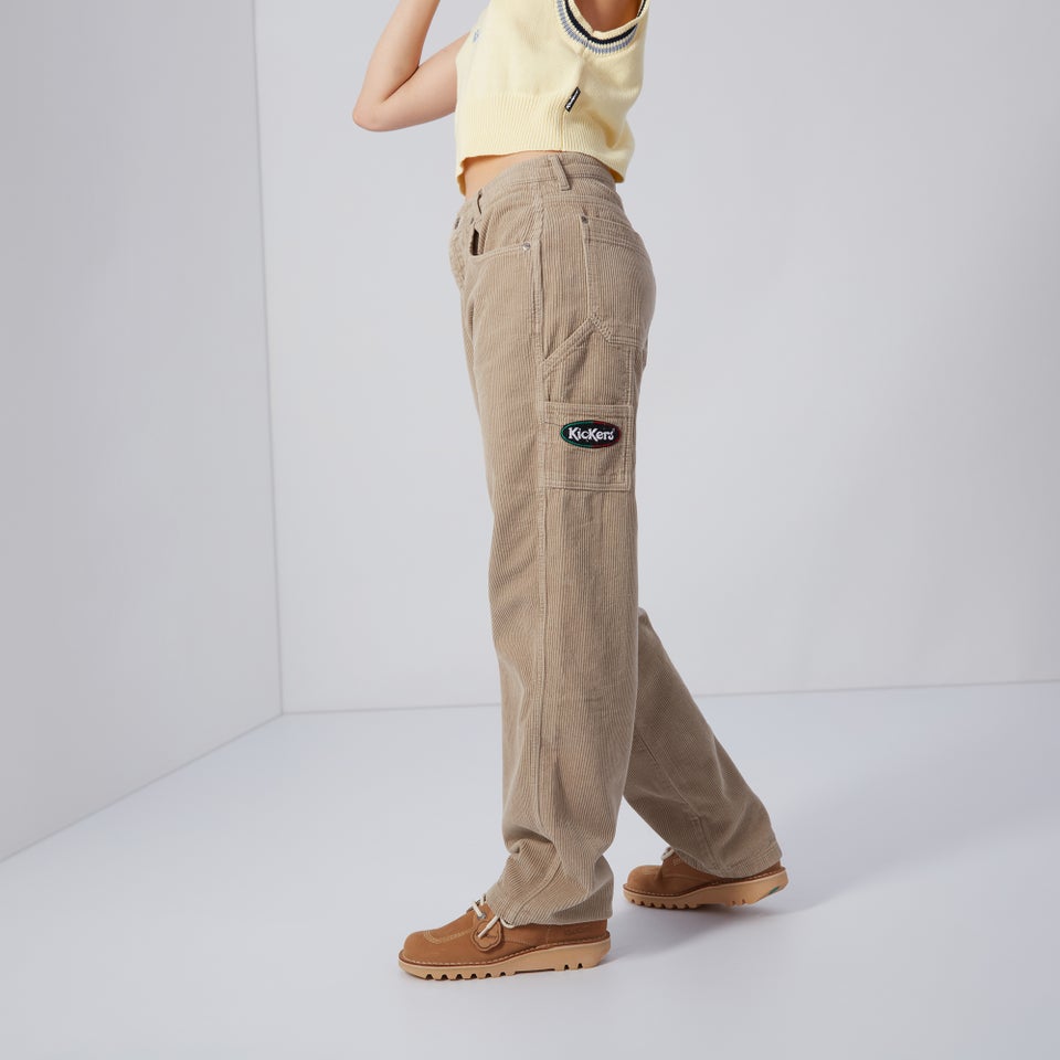 Women's Straight Leg Cord Trousers Beige - Main Image