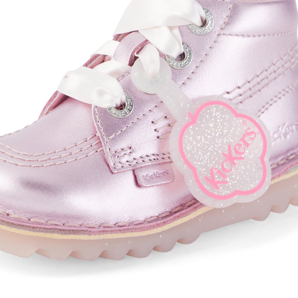 Infant Girls Kick Hi Sparkle Leather Pink