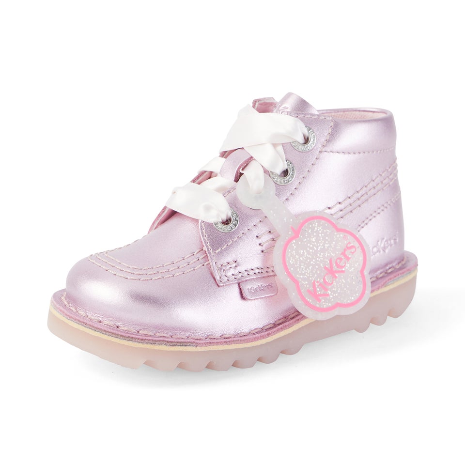 Infant Girls Kick Hi Sparkle Leather Pink