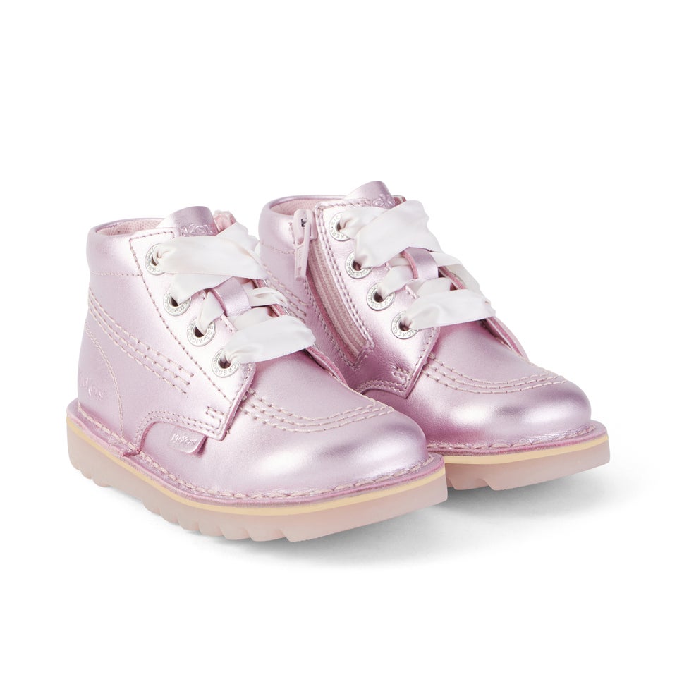 Infant Girls Kick Hi Sparkle Leather Pink