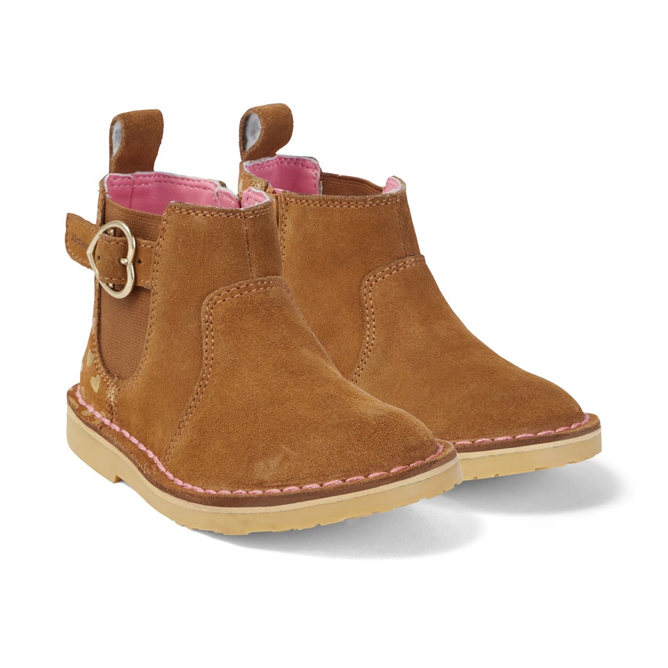 Infant Girls Adlar Chelz Heart Suede Tan