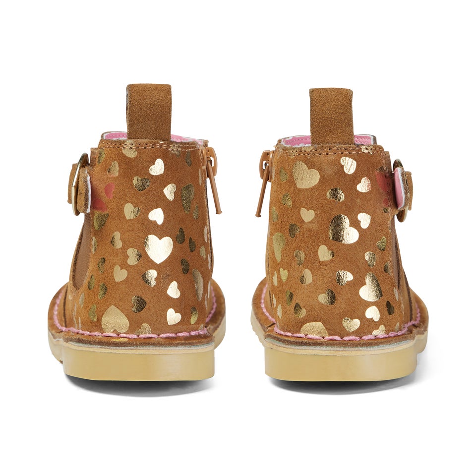 Infant Girls Adlar Chelz Heart Suede Tan