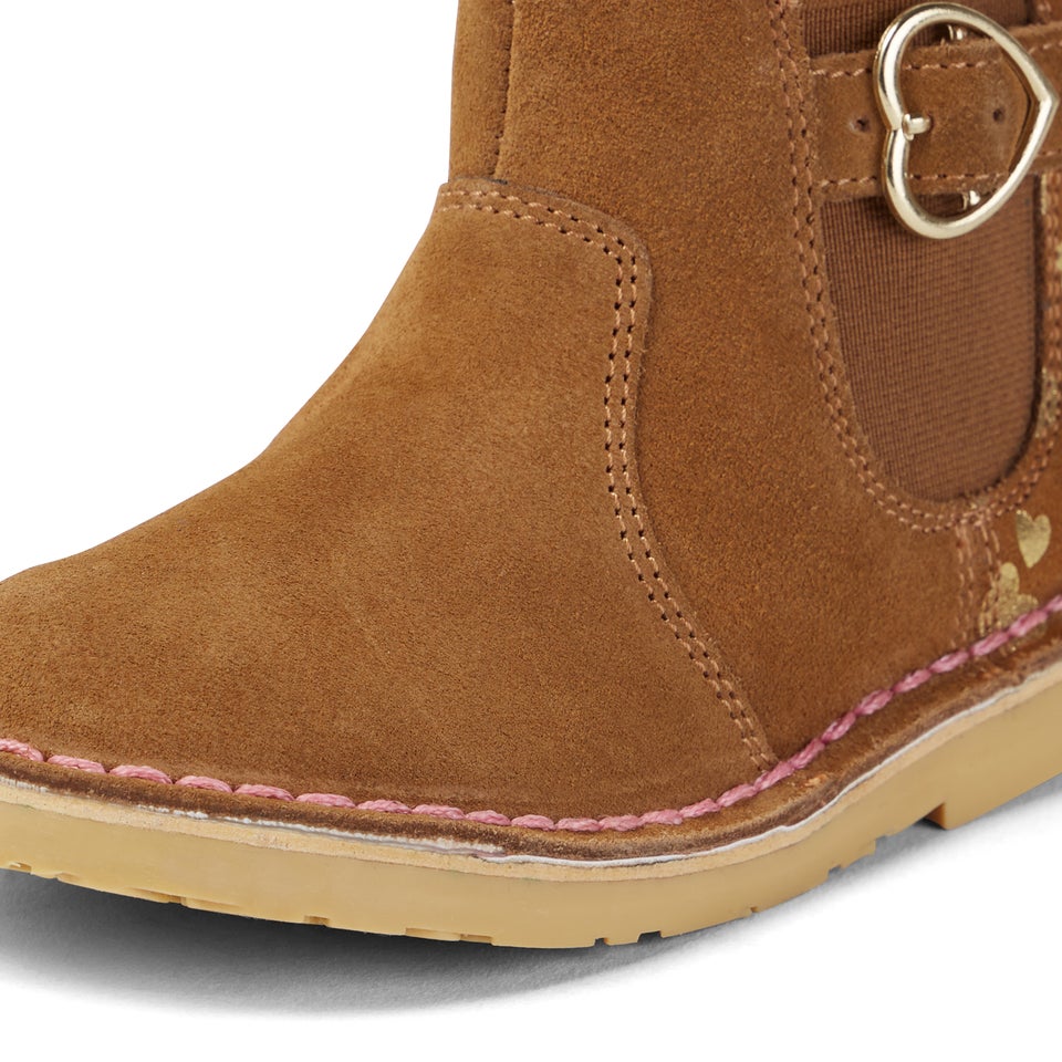 Infant Girls Adlar Chelz Heart Suede Tan