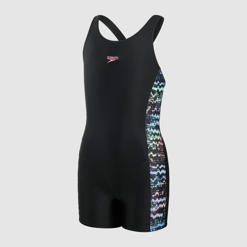 Mädchen Printed Panel Leaderback Legsuit Schwarz/Blau