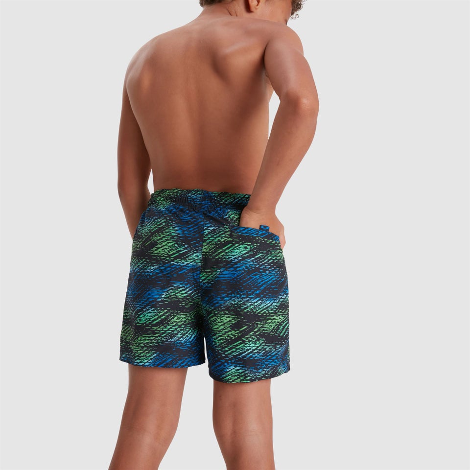 Jungen Printed 13" Badeshorts Schwarz/Blau