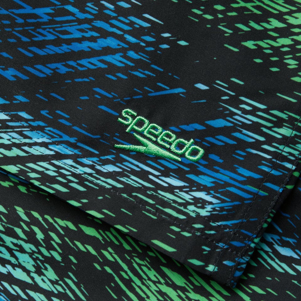 Jungen Printed 13" Badeshorts Schwarz/Blau