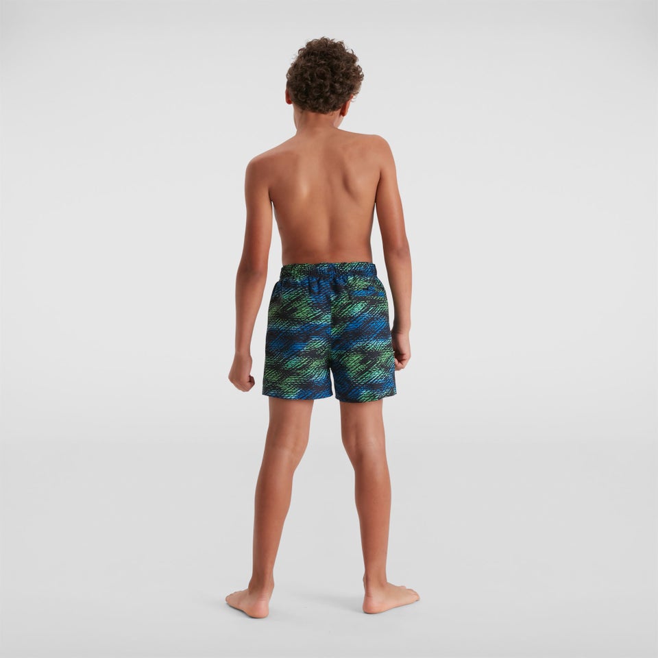 Jungen Printed 13" Badeshorts Schwarz/Blau