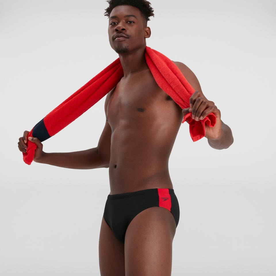 Slip de bain Homme 7 cm Boom Logo Splice noir/rouge