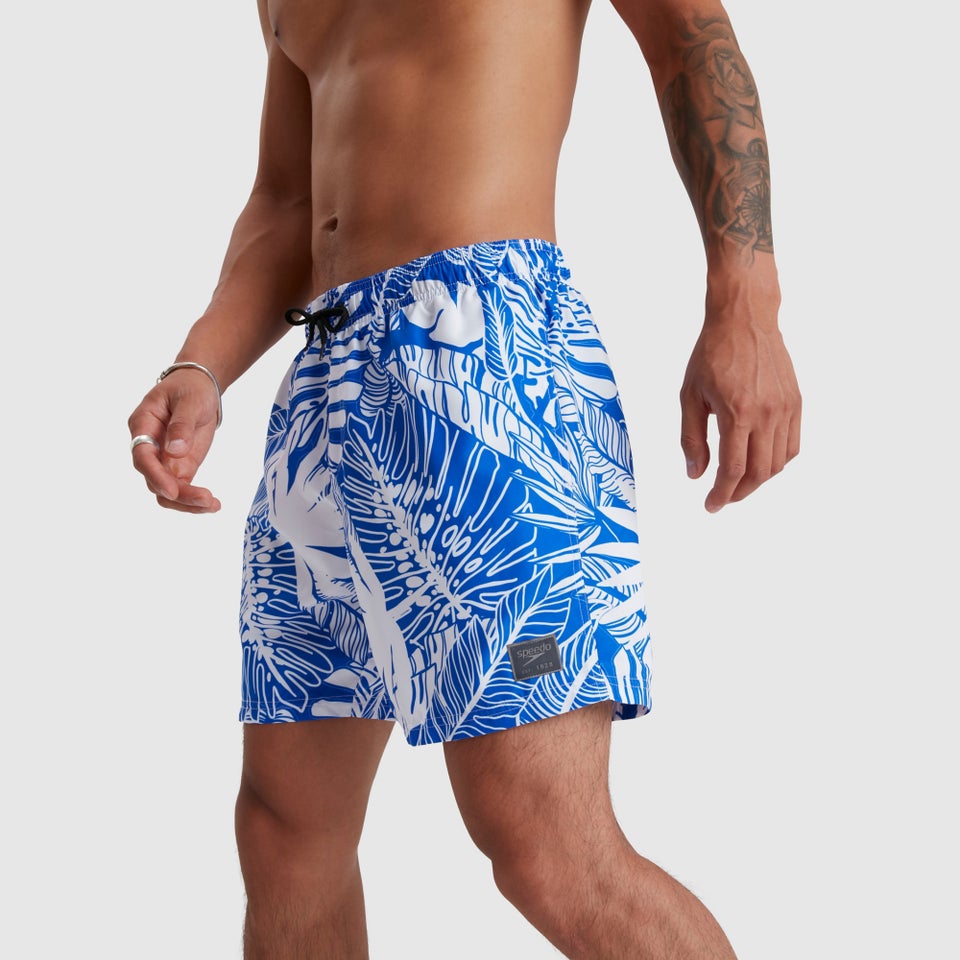 Short de bain Homme 40 cm Print Leisure bleu/blanc