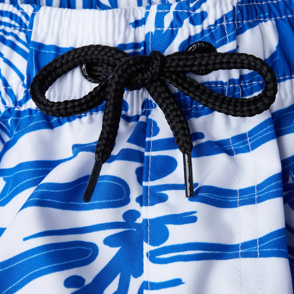 Short de bain Homme 40 cm Print Leisure bleu/blanc