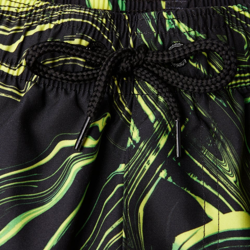 Men's Print Leisure 16" Swim Short Black/Green