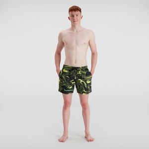 Men's Print Leisure 16" Swim Short Black/Green