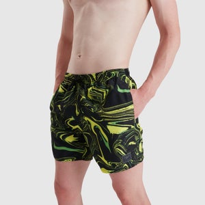Men's Print Leisure 16" Swim Short Black/Green