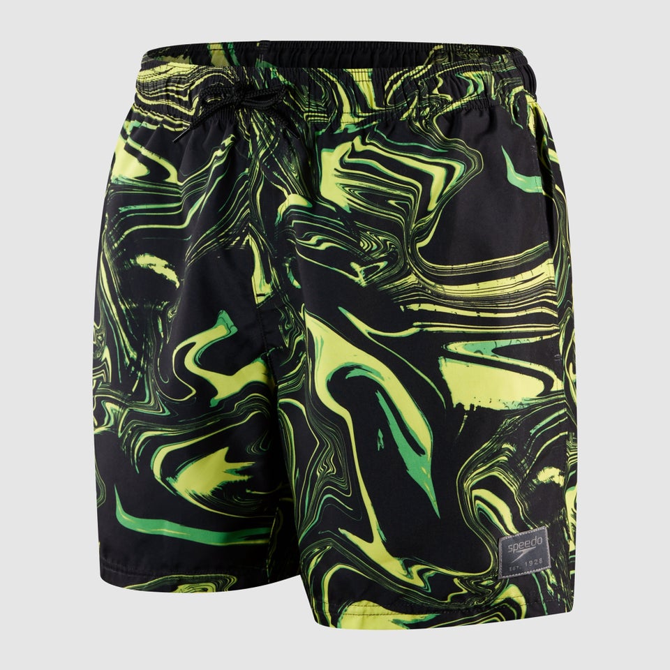 Men's Print Leisure 16" Swim Short Black/Green