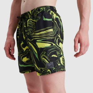 Men's Print Leisure 16" Swim Short Black/Green