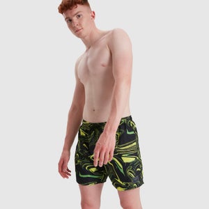 Men's Print Leisure 16" Swim Short Black/Green