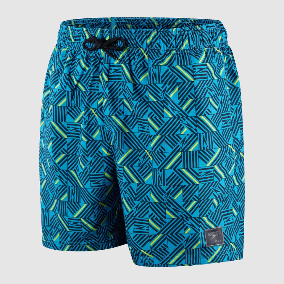 Herren Print Leisure 16" Badeshorts Blau