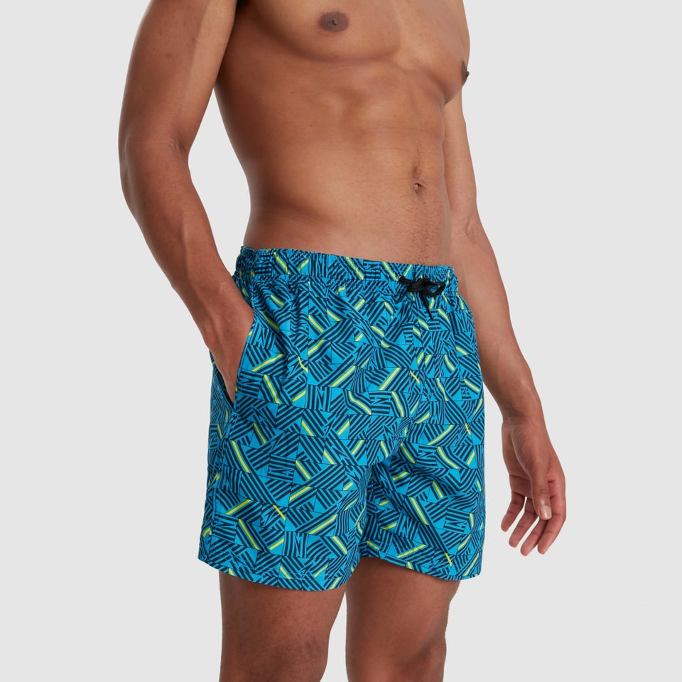 Herren Print Leisure 16" Badeshorts Blau