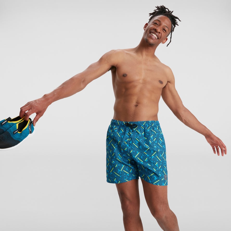 Herren Print Leisure 16" Badeshorts Blau