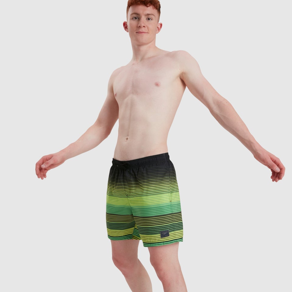 Men's Print Leisure 16" Swim Short Black/Green