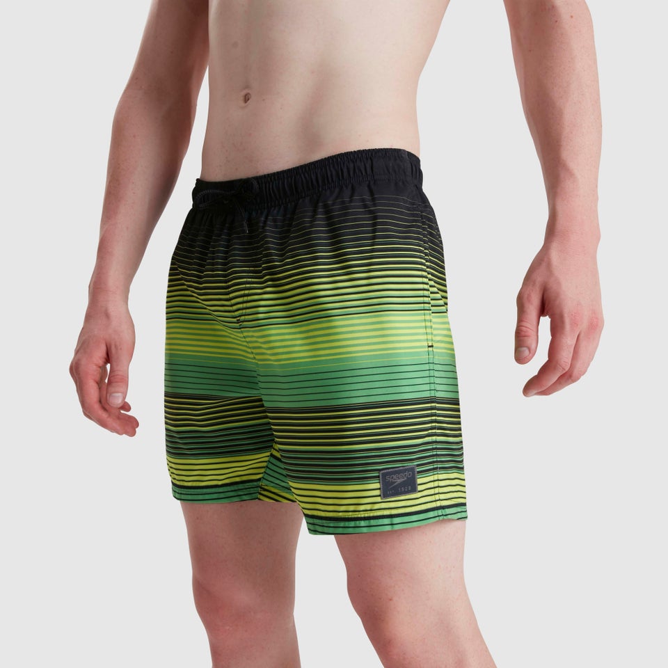 Men's Print Leisure 16" Swim Short Black/Green