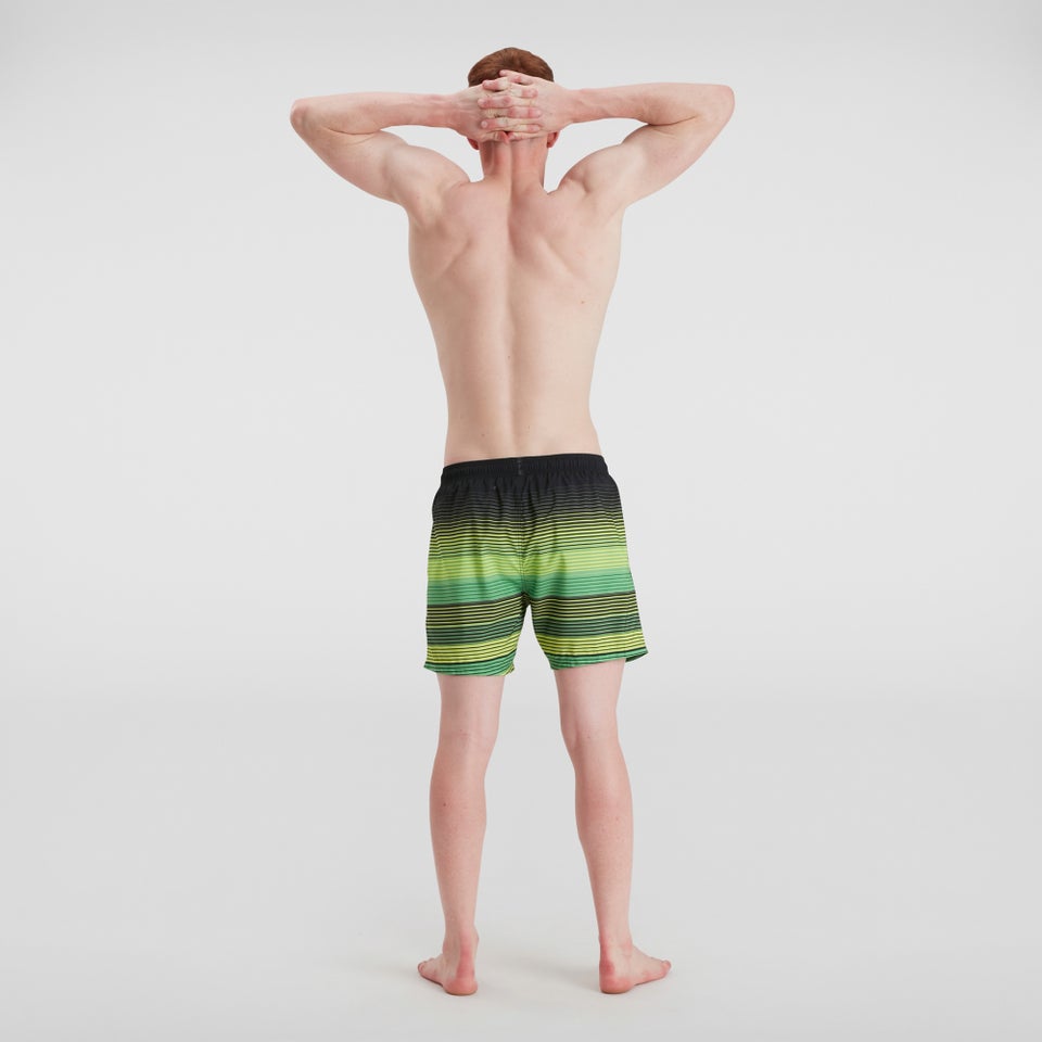 Men's Print Leisure 16" Swim Short Black/Green