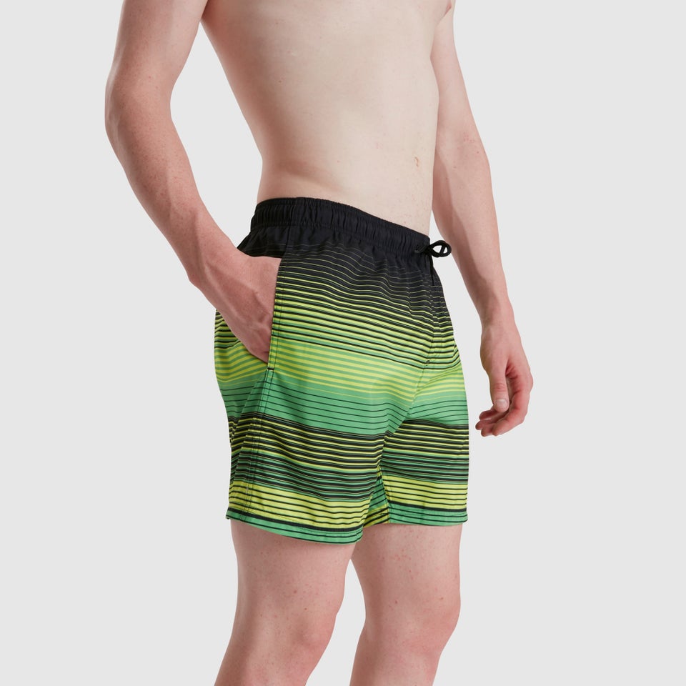 Men's Print Leisure 16" Swim Short Black/Green