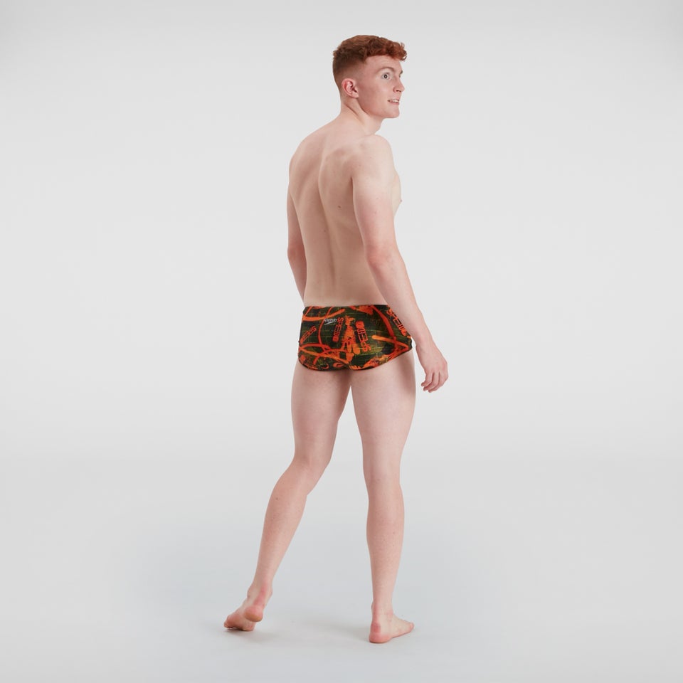 Slip de bain Homme Allover 17 cm orange/vert