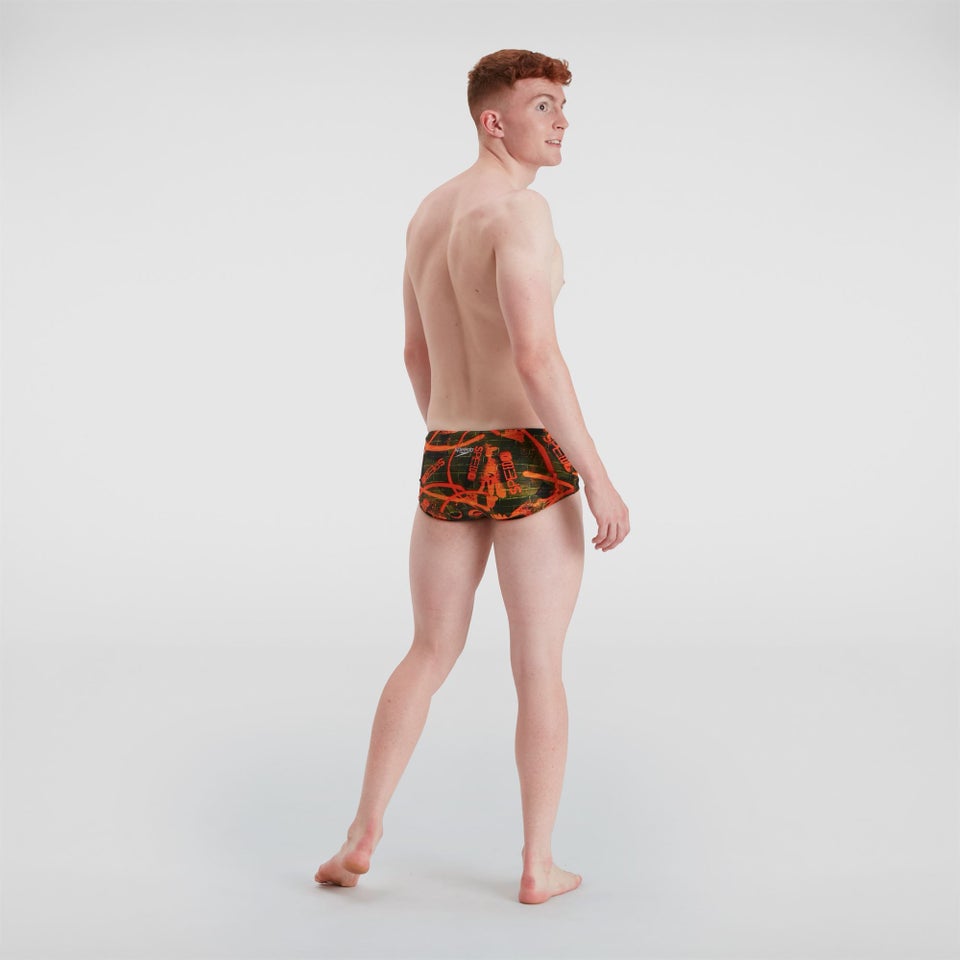 Slip de bain Homme Allover 17 cm orange/vert