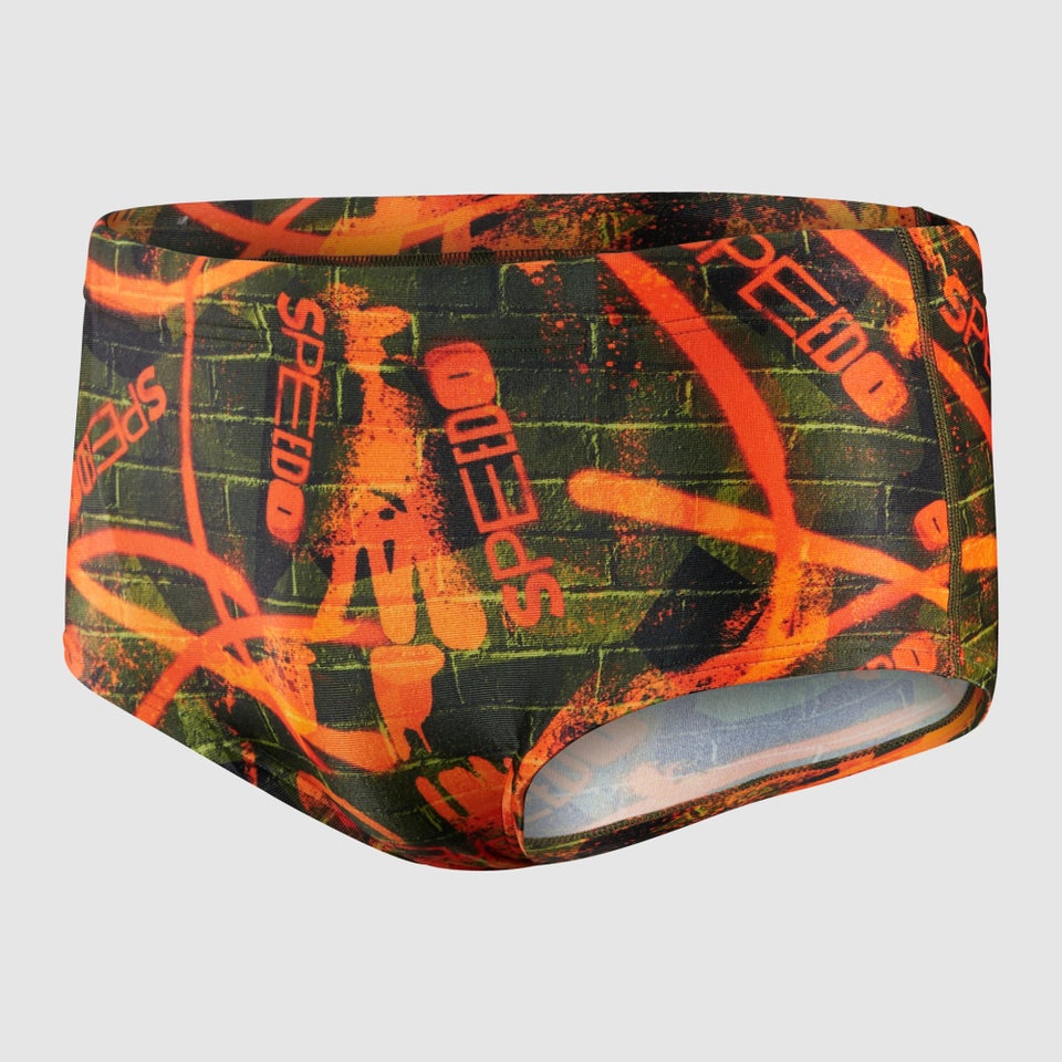 Slip de bain Homme Allover 17 cm orange/vert