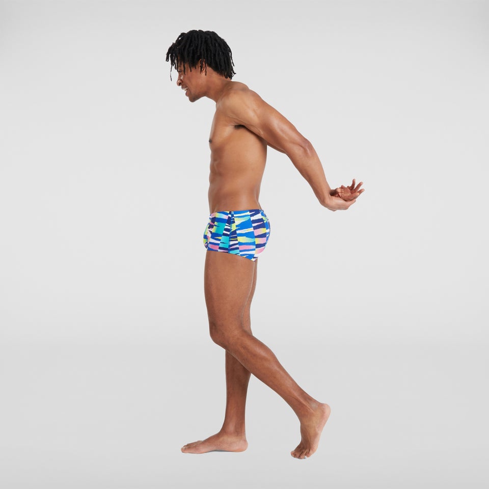 Herren Allover 17 cm Badehose Weiß/Blau