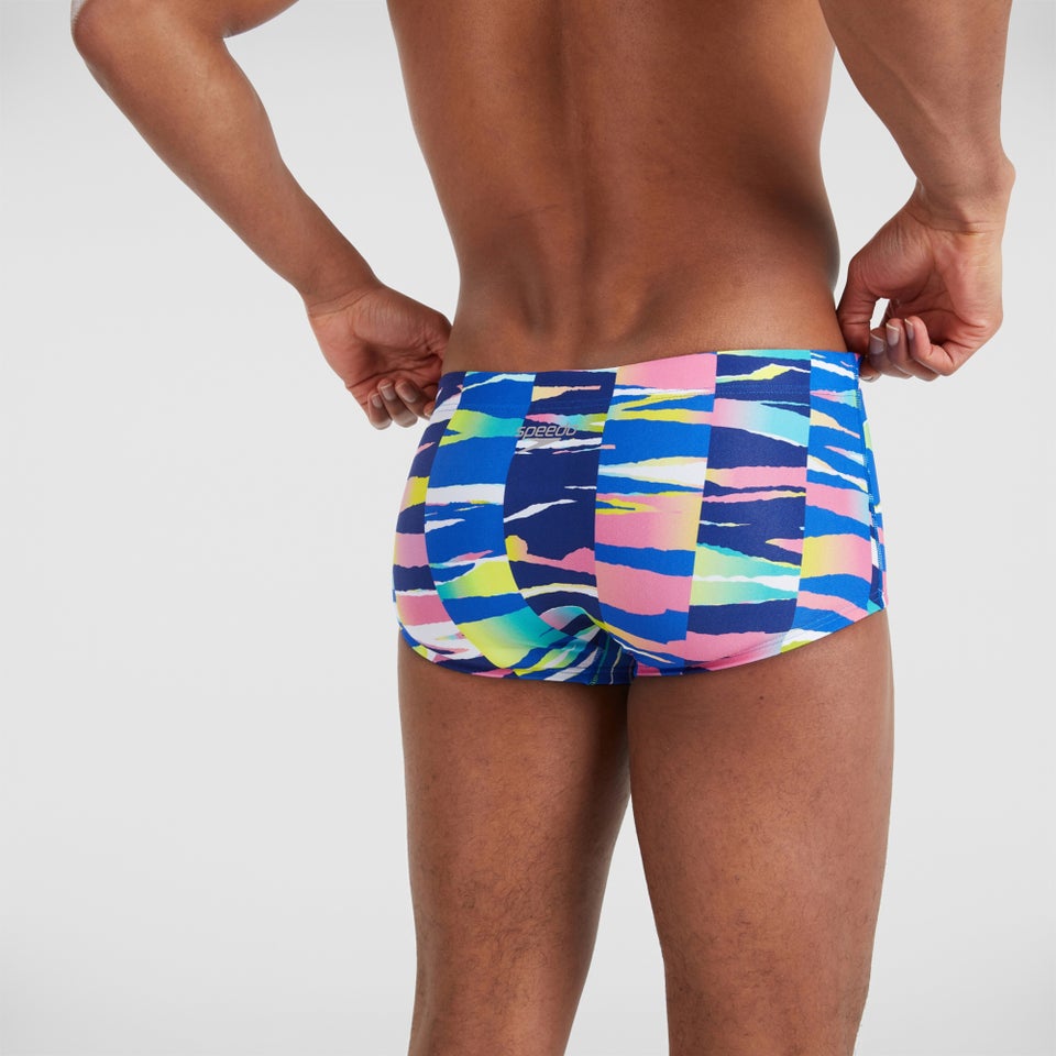 Herren Allover 17 cm Badehose Weiß/Blau