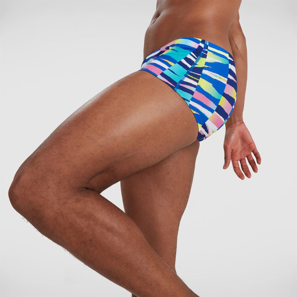 Herren Allover 17 cm Badehose Weiß/Blau