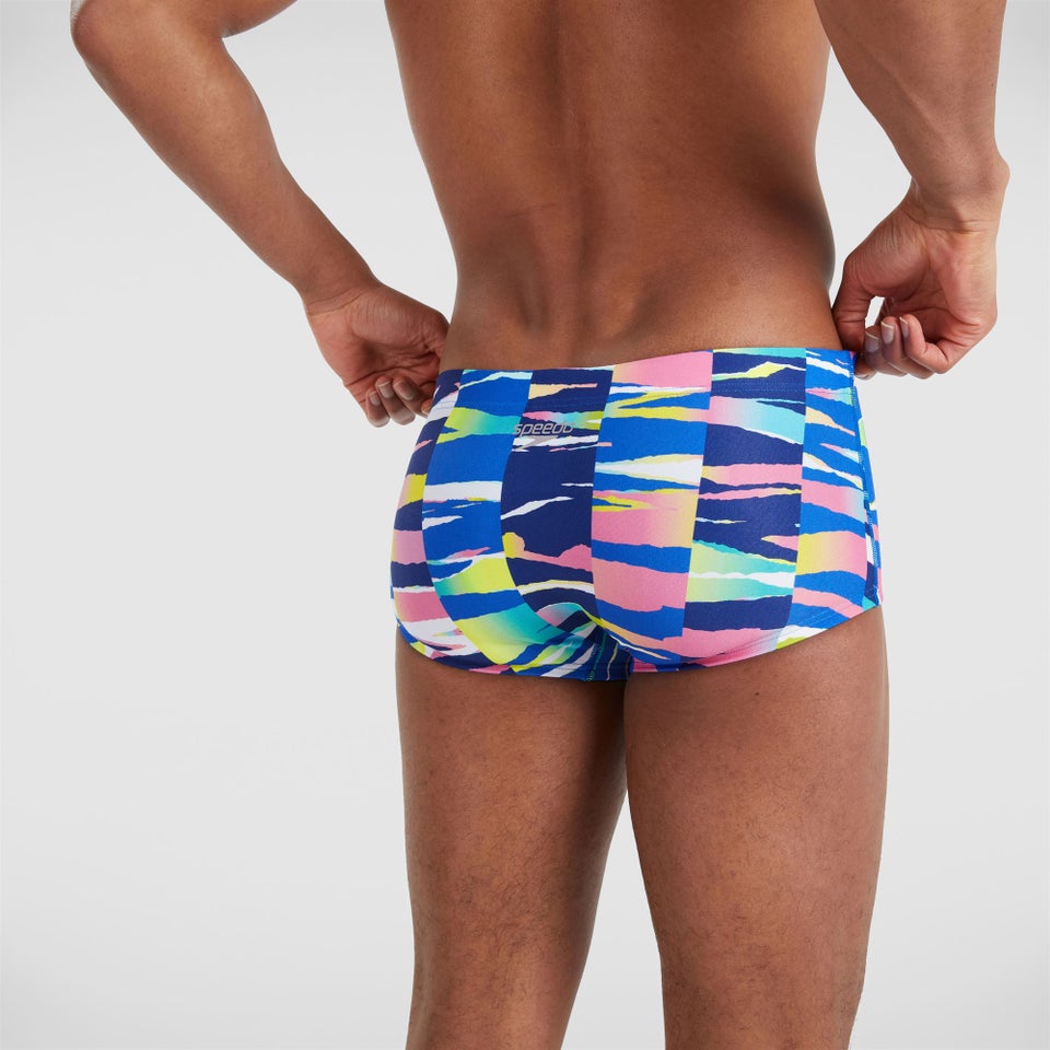 Herren Allover 17 cm Badehose Weiß/Blau