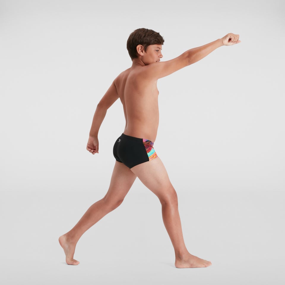 Jungen Placement 13 cm Badehose Schwarz/Orange