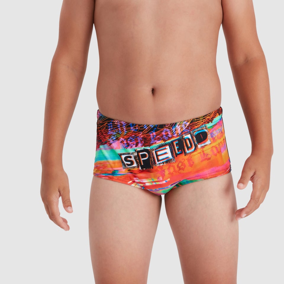 Jungen Placement 13 cm Badehose Schwarz/Orange