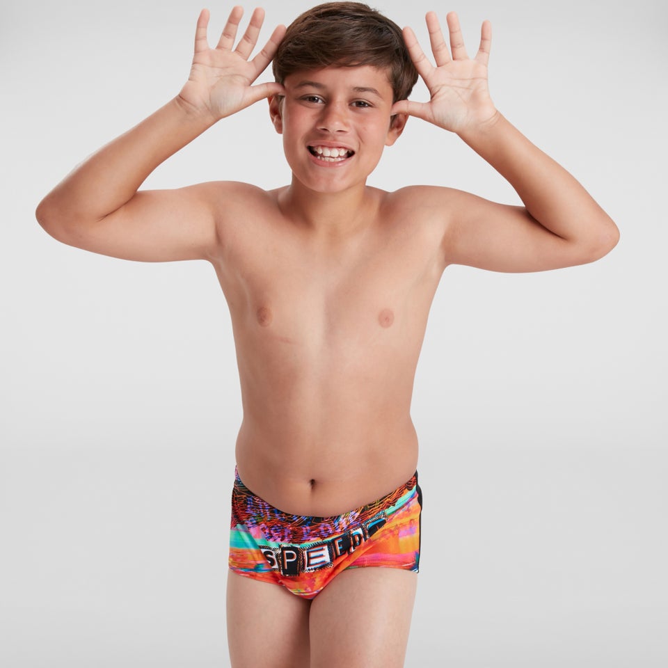 Jungen Placement 13 cm Badehose Schwarz/Orange