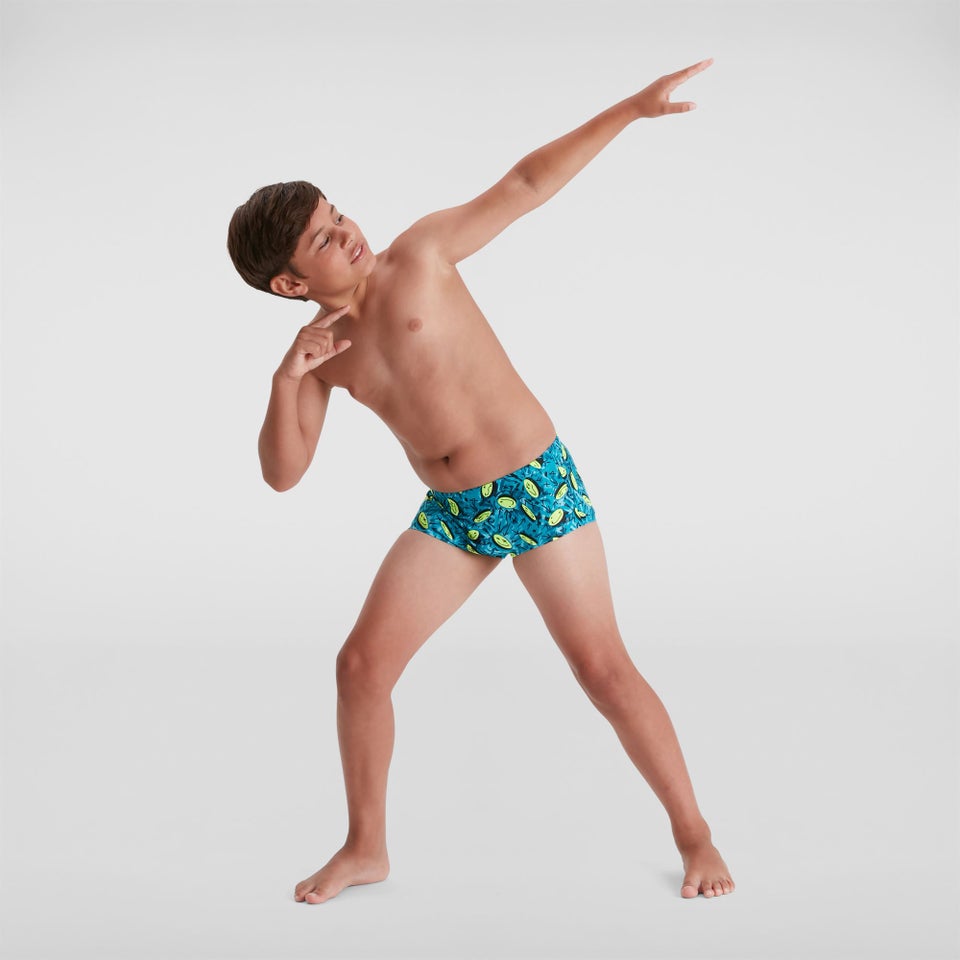 Jungen Allover 13 cm Badehose Blau/Grün