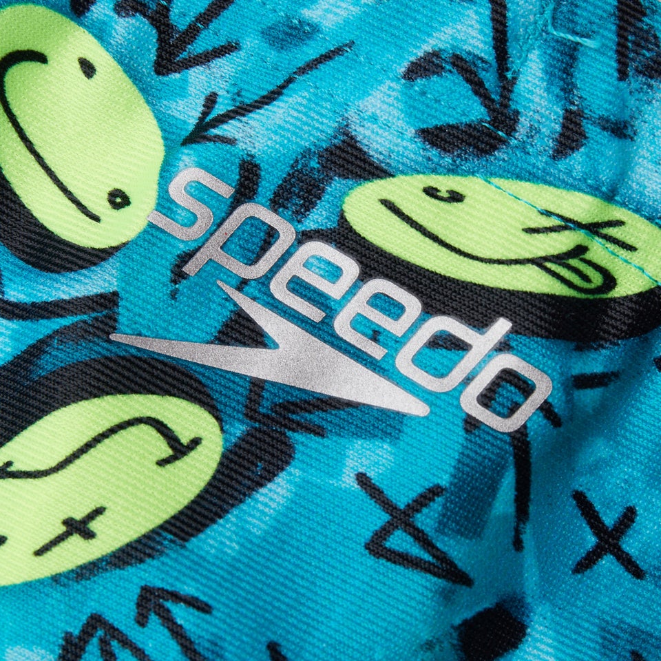 Jungen Allover 13 cm Badehose Blau/Grün